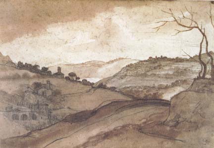 Landscape Pen drawing and wash (mk17)